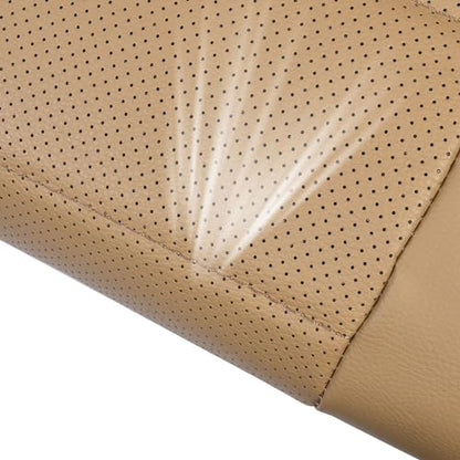 CAR PASS Piping Leather Seat Cover,Universal FIT with Composite Sponge Inside,Airbag Compatible and Reserved Opening Holes,Inside zipper for Cars,Sedan,SUV,Truck(Full Set,Beige with Tan Piping-Stripe) - color: Beige with Tan Piping-Stripe