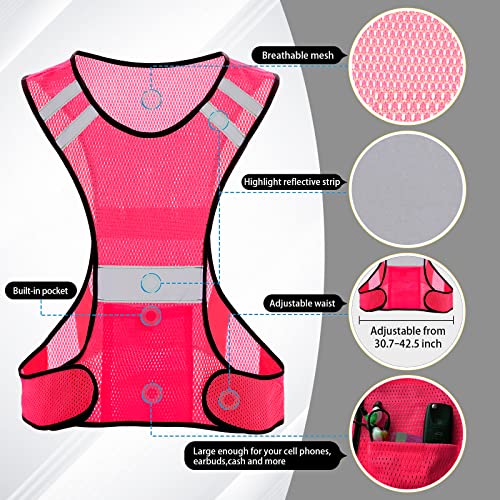 TCCFCCT Reflective Running Vest, High Visibility Running Gear with Large Pocket - color: 3 Pack Mesh Pink