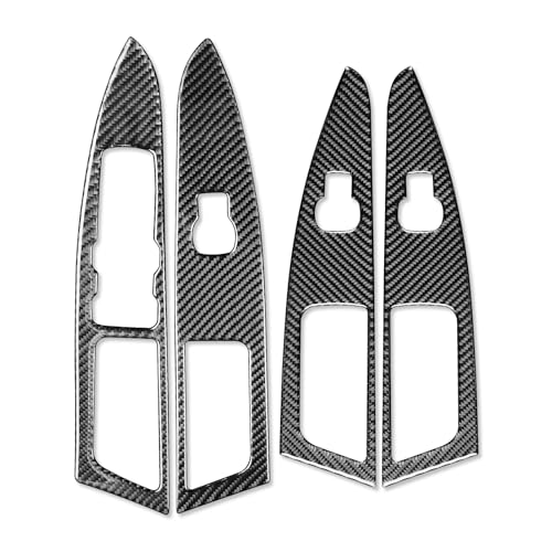Real Bright Soft Carbon Fiber Car Power Window Switches Lifting Control Panel Decoration Trim Sticker Compatible with Ford Mondeo/Fusion 2018 2019 Auto Interior Accessories Black-Type B - color: Black-window Lift Switch-b