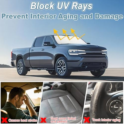 Premium Windshield Sun Shade for 2019-2025 2026 Dodge RAM 1500, Reflective 310T Material Front Window Sun Visor Blocks UV Rays Foldable Sunshade - size: 2019-2026 Ram 1500