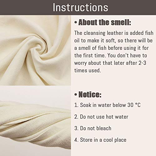Chamois Cloth for Car - 35'' x 23.6'' (5.7 sq ft) - Extra Large Drying Natural Shammy Towel Real Leather Washing Cloth Cleaning Car Wipes
