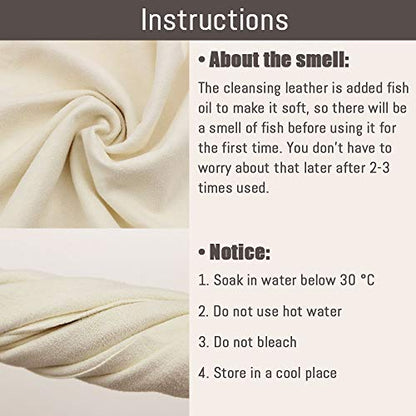 Chamois Cloth for Car - 35'' x 23.6'' (5.7 sq ft) - Extra Large Drying Natural Shammy Towel Real Leather Washing Cloth Cleaning Car Wipes
