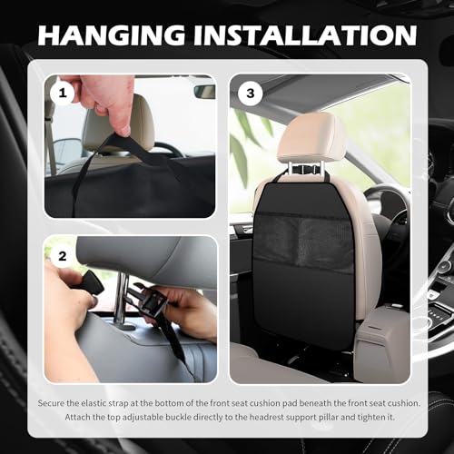 2PCS 2026 New Car Seat Back Protector,Hanging Back of Seat Protector with Mesh Pockets to Avoid Scratches & Stains,Universal Kick Mats Backs Seats Protectors for Most Cars & SUVs