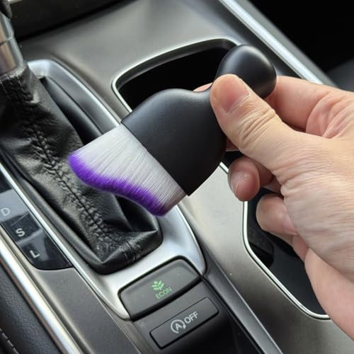 Car Detailing Brush, Soft Bristle Cleaning Brush, Scratch-Free Auto Duster Tool for Dashboard, Air Vents, Leather & Interior Cleaning (Black&Purple with Cap) - color: Black&Purple with Cap