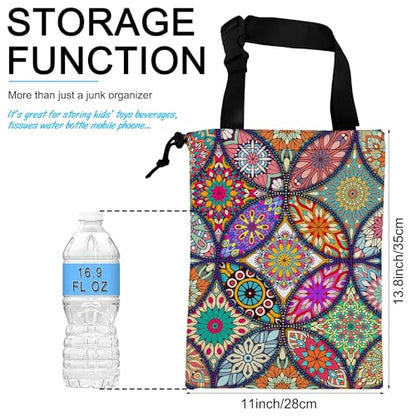 Car Trash Bag Hanging Mandala Flower Car Trash Can Waterproof Garbage Bag Hanging for Car Back Seat - color: Mandala Flower