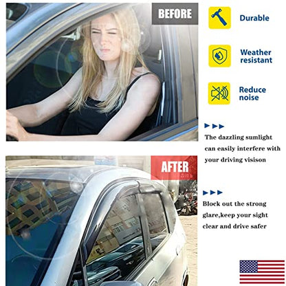 Side Window Visors rain Guards Vent Deflectors for 14-18 Chevrolet Silverado/GMC Sierra 1500 2500HD 3500HD Double/Extended Cab, Rain Guards Sun Shade Out Channel,Dark Smoke 4pcs 94528 - size: Compatible with Silverado/Sierra Extended 2014-18