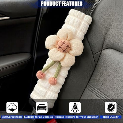 JDDRY 2PC Car Seat Belt Covers Pads,Seat Strap Pads,Auto Seat Belt Pad,Fit for Most Vehicles,Car Interior Accessories(Pumpkin Flower-Pink) - color: Pumpkin Flower
