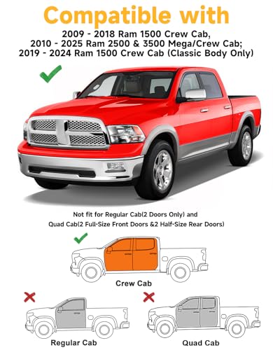in-Channel Window Rain Guards Fit for Truck Dodge Ram 1500 Crew Cab 2009-2018/Ram 2500&3500 2010-2025 Crew Cab Extra Durable Window Deflectors Window Visors Vent Visors Vent Shades Accessories - size: Fit for 2009-2018 RAM Crew Cab Mega Cab
