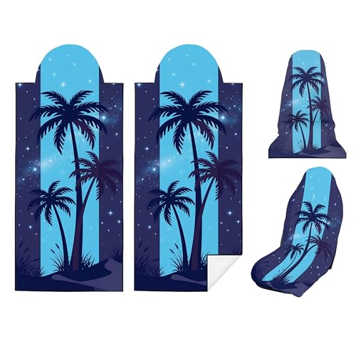 2 Pack Car Seat Towel Covers, Sweat-Proof Microfiber Seat Protectors for Gym, Running, Beach & Workout, Breathable Quick-Dry, Machine Washable, Night Palm Tree Print, Universal Fit - color: Night Palm Tree