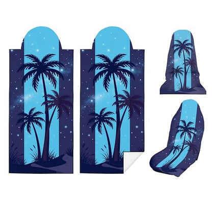 2 Pack Car Seat Towel Covers, Sweat-Proof Microfiber Seat Protectors for Gym, Running, Beach & Workout, Breathable Quick-Dry, Machine Washable, Night Palm Tree Print, Universal Fit - color: Night Palm Tree