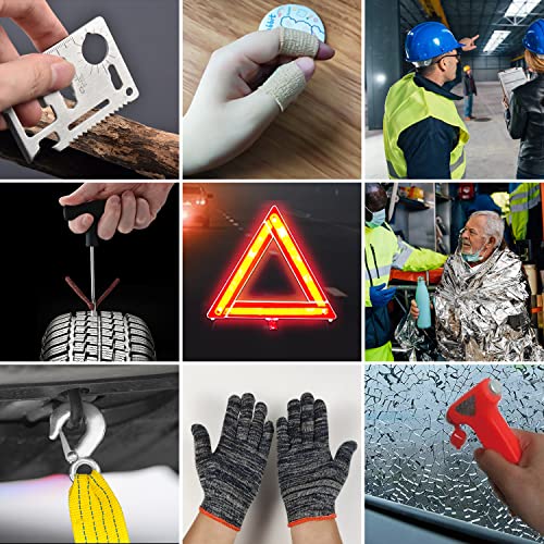 126pcs Roadside Emergency Car Kit - Auto Safety Kit Vehicle Outdoor Automotive Interior Kits with Jumper Cables