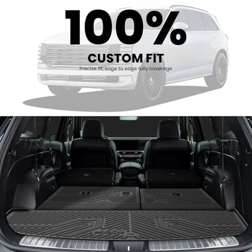LASFIT Cargo Trunk Mat & Backrest Mats for Hyundai Palisade 2026 All Weather TPE Custom Fit Car Trunk Mats Cargo Liner & Seatback Mats Accessoires, Black - size: 2)For Hyundai Palisade | 2026 | Cargo