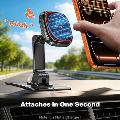 APPS2Car for Magsafe Car Mount, Dual-Axis Adjustable Magnetic Phone Holder for Car with Large 3.15" x 3.15" Adhesive Base, Fit Most Flat & Micro-Curved Dashboard, Compatible for iPhone 12-17 Series