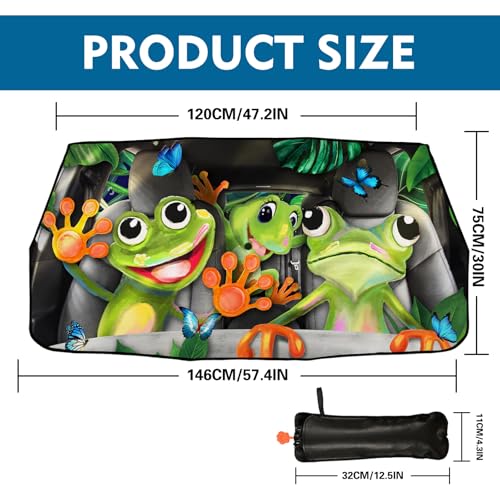 Frogs Car Windshield Sun Shade Umbrella Car Windshield Foldable Accessories Blocks Uv Rays Keeps Car Cool Car Foldable Umbrella Sunshade for Front Window Universal - color: Frogs