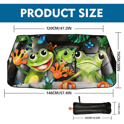 Frogs Car Windshield Sun Shade Umbrella Car Windshield Foldable Accessories Blocks Uv Rays Keeps Car Cool Car Foldable Umbrella Sunshade for Front Window Universal - color: Frogs