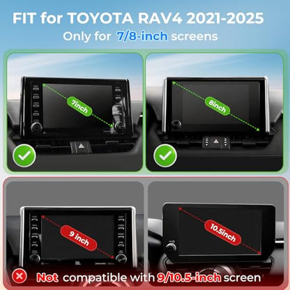Car Phone Holder for Toyota RAV4 2025 2024 2023 2022 2021 2020 2019 7/8-Inch (Not for 9/10.5-Inch) 360° Rotation Magnetic Cell Phone Mount, Compatible with Magsafe, Does Not Affect Air Vent - style: Fit for 2019-2025 RAV4, 7/8-Inch