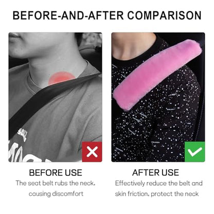2 Pack Car Seatbelt Covers Shoulder Pad, Soft Faux Sheepskin Seat Belt Shoulder Cover for a Comfortable Driving, Seat Belt Shoulder Strap Covers Helps Protect Your Neck and Shoulder (Pink) - color: Pink
