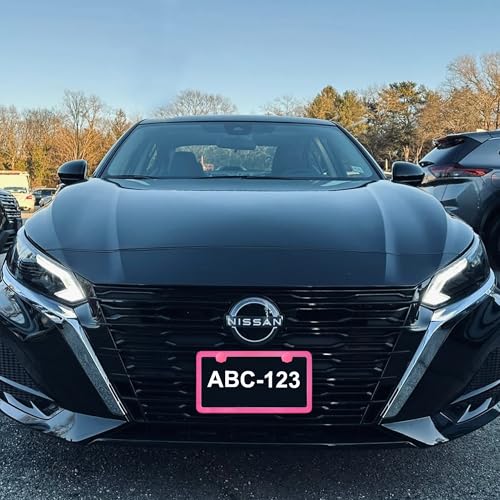 Pink License Plate Frame 2 Packs Aluminum Metal License Plate Holder for Car Universal Fit for Women - color: Pink