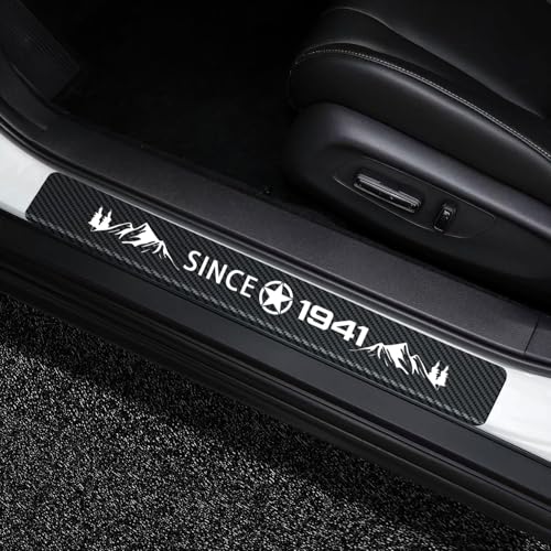 Car Door Sill Protector Stickers Compatible with Jeep Wrangler JL JLU & Gladiator JT Sill Accessories Entry Guard Anti-Dirty Scuff Plate Sticker Guard Sills Protector Trim (White-Star) - color: White-star