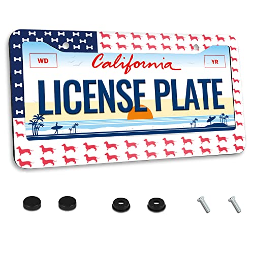 Veterans Day Dachshund License Plate Frame Dachshund Dog Animal for Car Decorative Parts Stainless Steel License Plate for Standard Us Canada License Plate Holder 12x6 Inch - color: Veterans Day Dachshund, size: One size