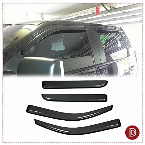 Side Window Visor Vent Deflector fit for Ford F-150 2009-2014 SuperCrew/Crew Cab,4pcs Dark Smoke Outside Mount Tape On Sun Rain Guards 94155 - size: 4pcs 2009-2014 F-150 SuperCrew Cab (Outside Mount)