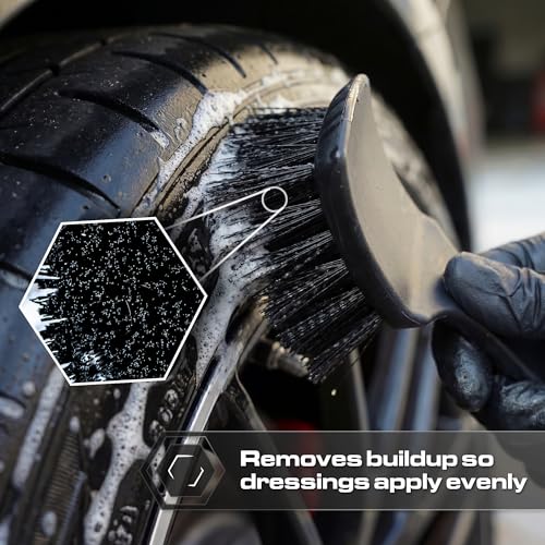 Blackline Stiff Bristle Tire Brush - Heavy Duty Car Detailing Tool for Tires - High-Performance Deep Cleaning Brush - Ideal for Tough Dirt & Grime Removal - Premium Auto Care Accessory