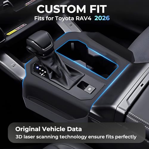 Center Console Organizer Tray Storage Box for Toyota RAV4 2026, Interior Accessories for 2026 RAV 4, Black - style: Fits for Toyota RAV4, E