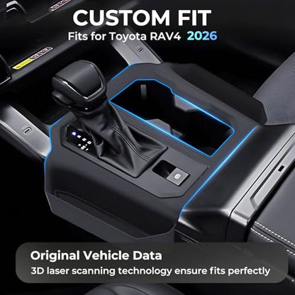 Center Console Organizer Tray Storage Box for Toyota RAV4 2026, Interior Accessories for 2026 RAV 4, Black - style: Fits for Toyota RAV4, E