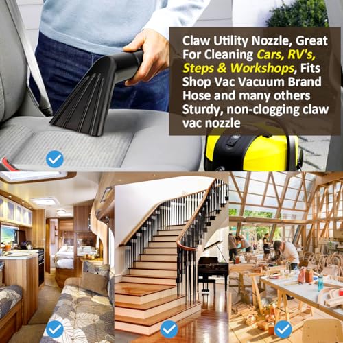 Vacuum Claw Nozzle 2" x 12" for Wet/Dry Utility Shop Vac Cleaning Auto Car Cars RV's Home Claw Nozzle SCN2 (2 Pack) - style: 2 PACKS