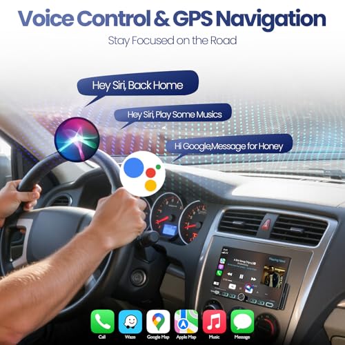 7“Single Din Radio with Apple CarPlay & Android Auto, UHD Single Din Touchscreen Car Radio, Car Stereo with 1080P Backup Camera, Mirror Link, Bluetooth 5.3, GPS, AM&FM, Fast Charging, EQ, SWC