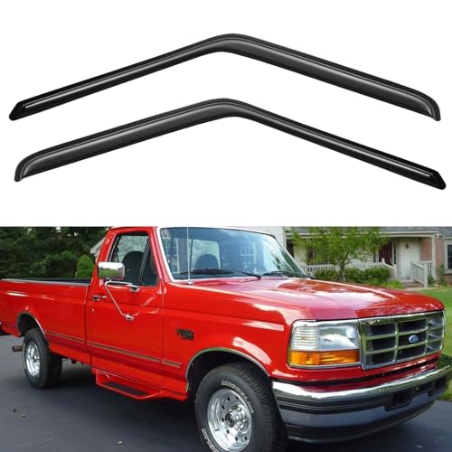 Window Visors Rain Guards for 1980-1996 Ford F150 F250 F350 Standard Cab, Out-Channel Window Vent Wind Deflectors Visors Shades for 80-96 Bronco, for 2 Front Doors - size: 1980-1996 f150 standard