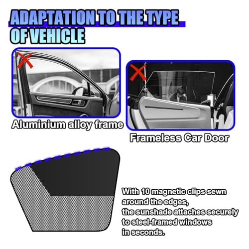ZIMISI Car Window Shades, Magnetic Side Window Sun Shade Curtain, Half Blackout & Half See-Through UV Protection & Heat Blocking Car Window Screen, Vehicle Sun Shades for Driver Passenger (4PCS) - size: Front and Rear Windows