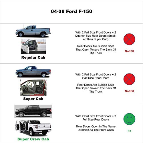 Window Visors Rain Guards Side Vent Guard Shade Sun Wind Deflectors for Ford F150 SuperCrew/Crew Cab 2004-2008,Also Fit Lincoln Mark LT 2006-2008,Sun Visor for Car,4-Pieces Set 94443 - size: 2004-2008 F150 SuperCrew/Crew Cab