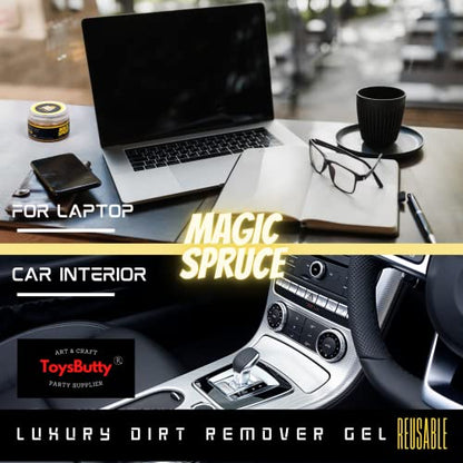 Magic Spruce Car Cleaning Gel Kit with Non Sticky Luxury Gold Car Cleaning Putty Reusable Universal Detailing Kit, Rose Scented Laptop Keyboard Cleaning Gel in Containers - color: Luxury Gold