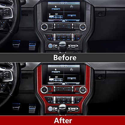 Car Center Control CD Panel Sticker Carbon Fiber Decal Accessories for Ford Mustang 2015 2016 2017 2018 2019 2020 2021 2022 2023 - color: Center Control CD Panel
