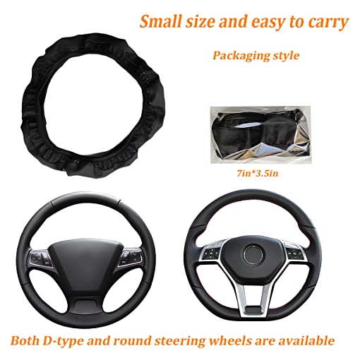 zipelo Elastic Stretch Steering Wheel Cover, Microfiber Breathable Ice Silk, Universal 15 Inch Anti-Slip Car Steering Wheel Protector, Warm in Winter and Cool in Summer for Women (Style4-Black) - color: Style4-Black