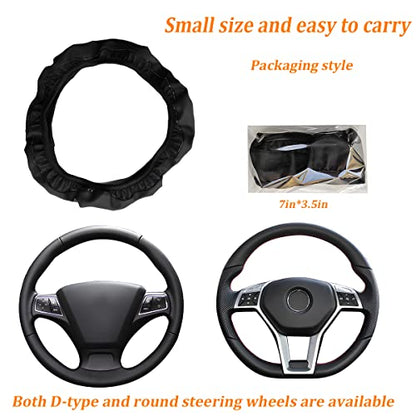 zipelo Elastic Stretch Steering Wheel Cover, Microfiber Breathable Ice Silk, Universal 15 Inch Anti-Slip Car Steering Wheel Protector, Warm in Winter and Cool in Summer for Women (Style4-Black) - color: Style4-Black