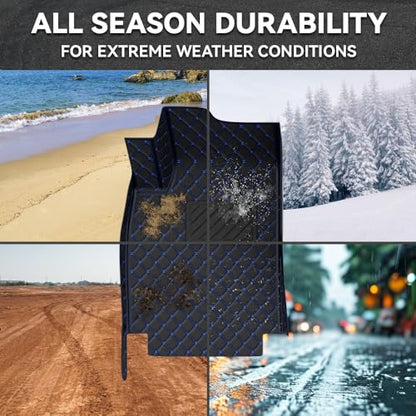 Car Floor Mats Fit for Nissan Kicks 2022-2025 All Weather Durability Leather Car Floor Mats, Skidproof Pedal, Waterproof, Wear-reistant(Black Blue) - color: Black Blue