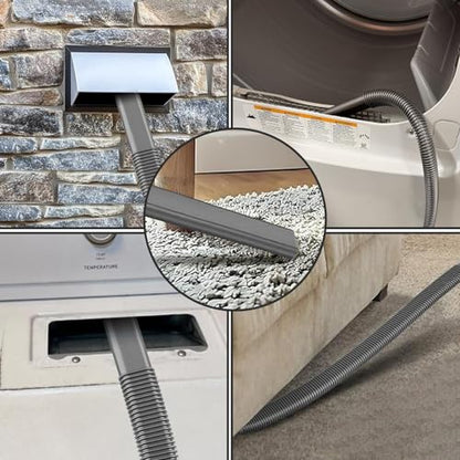 Upgraded Dryer Vent Cleaner Kit: Universal Vacuum Hose Attachment for Lint Removal Fits All Vacuums Cleaner Dryer Cleaning Tools for Clogged Ducts (Grey) - color: Gray