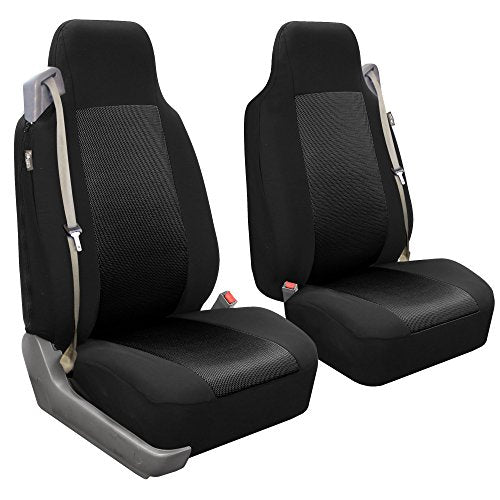 FH Group All Purpose Flat Cloth Car Seat Covers for Bucket Seats, 2 Piece Universal Fit, Washable Seat Covers for SUV, Sedan, Van - Front Set Black - color: Black, size: Front Set without Floor Mat