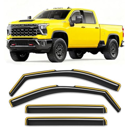 In-Channel Window Rain Guard For Chevy Silverado/GMC Sierra 2500HD 3500HD 2020-2026 Crew Cab Rain Guards Side Window Visors low profile Vent Visor Window Deflectors Vent Shade truck Accessories - size: 2020-2026 Chevy Silverado 2500/3500 Crew Cab