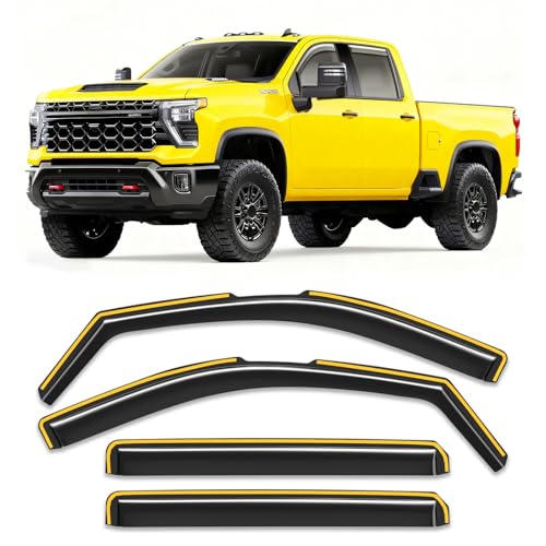 In-Channel Window Rain Guard For Chevy Silverado/GMC Sierra 2500HD 3500HD 2020-2026 Crew Cab Rain Guards Side Window Visors low profile Vent Visor Window Deflectors Vent Shade truck Accessories - size: 2020-2026 Chevy Silverado 2500/3500 Crew Cab