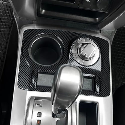 Car Cup Holder ABS Sticker Carbon Fiber Decal Cover Interior Trim Accessories for Toyota 4Runner SUV 2010-2025 Black （A） - color: Cup Holder a