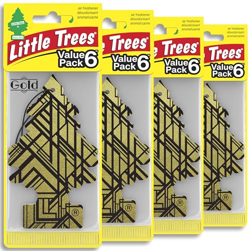 LITTLE TREES Car Air Freshener | Hanging Tree Provides Long Lasting Scent for Auto and Home | 24 Air Fresheners |Gold - color: Gold