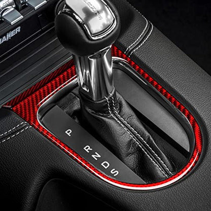 Car Gear Frame Panel Sticker Carbon Fiber Decal for Ford Mustang 2015 2016 2017 2018 2019 2020 2021 2022 2023 Accessories - color: Gear Frame Panel