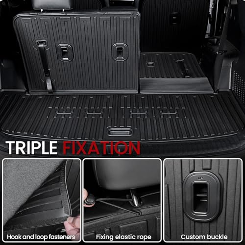 Floor Mats Cargo Mat with Backrest Mats for 2020-2025 Kia Telluride 7/8 Passenger Car Mats Accessories, All Weather TPE Protectors Cargo Liner Seat Back Covers(Floor Mats+2-in-1 Cargo Mat) - size: Floor Mats + 2-in-1 Cargo Mat