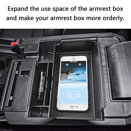 EDBETOS Center Console Organizer Tray Compatible with Ford Explorer Accessories 2020 2021 2022 2023 2024 2025 2026 Interior Secondary Armrest Storage Glove Box Divider Insert ABS Material, Black Trim