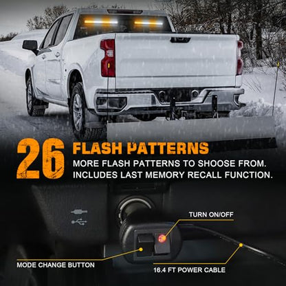 XRIDONSEN 2 in 1 Traffic Advisor Light Bar 2X 17.7 inch 144 LED Amber White Warning Hazard Safety Interior Front Rear Windshield Dash Emergency Strobe Lights for Plow Trucks Construction Vehicles - color: Amber/White