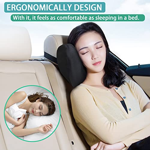 Super Soft Car Headrest Pillow, 100% Memory Foam Car Neck Pillow with Adjustable Strap & Breathable Removable Cover, Ergonomic Design - Travel Pillow Car Pillow for Neck/Back Pain Relief(Black, 1PC) - color: Pack of 1/Black/Super Soft