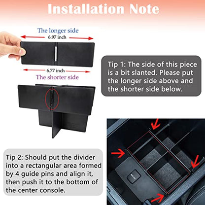 JDMCAR Center Console Organizer Set Compatible with 2010-2024 Toyota 4Runner Accessories Insert ABS Black Compartment Divider Armrest Tray (2-Pack) - color: Black-tray and divider